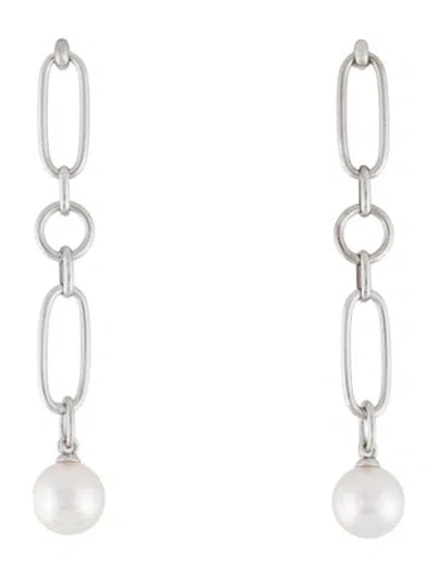 Pre-owned Mikimoto 18k Akoya Cultured Pearl Drop Earrings In Multi