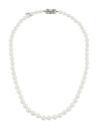 Pre-owned Mikimoto 18k Akoya Cultured Pearl Graduated Necklace, 17" In Multi