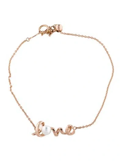 Pre-owned Mikimoto 18k Akoya Cultured Pearl Love Bracelet, 7" In Multi