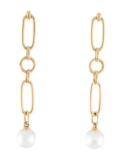 Pre-owned Mikimoto 18k Akoya Cultured Pearl M Code Drop Earrings In Multi