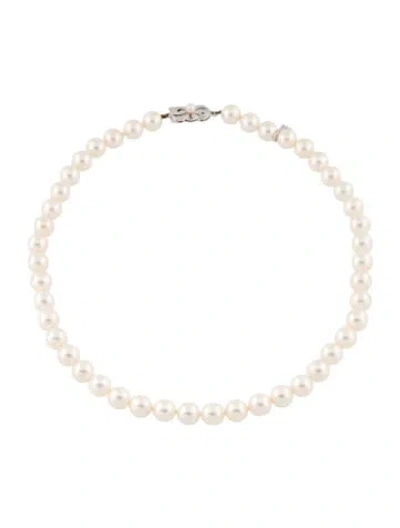 Pre-owned Mikimoto 18k Akoya Cultured Pearl Strand Necklace, 16" In Multi