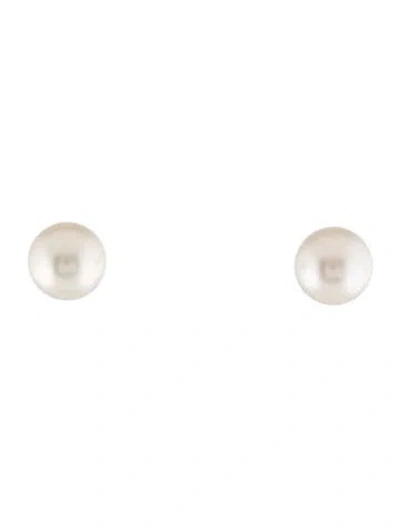 Pre-owned Mikimoto 18k Akoya Cultured Pearl Stud Earrings In Multi