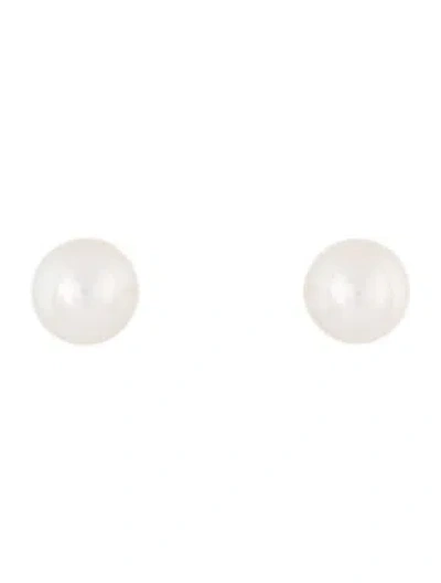 Pre-owned Mikimoto 18k Akoya Cultured Pearl Stud Earrings In Multi