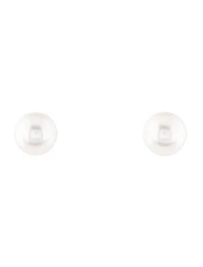 Pre-owned Mikimoto 18k Akoya Cultured Pearl Stud Earrings In Multi