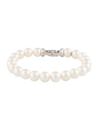 Pre-owned Mikimoto 18k Akoya Pearl Bracelet, 6.5" In Multicolor