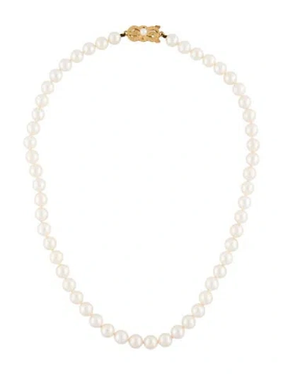 Pre-owned Mikimoto 18k Akoya Pearl Strand Necklace, 16" In Multi