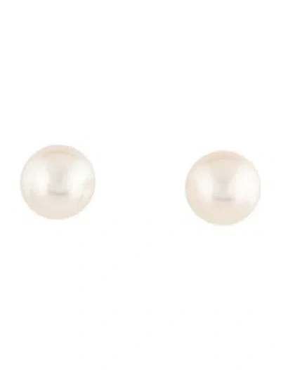 Pre-owned Mikimoto 18k Akoya Pearl Stud Earrings In Multicolor