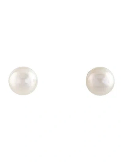 Pre-owned Mikimoto 18k Akoya Pearl Stud Earrings In Multicolor
