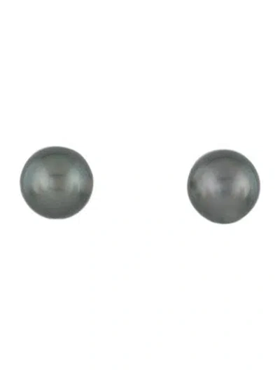 Pre-owned Mikimoto 18k Black South Sea Stud Earrings In Multi