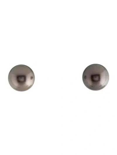 Pre-owned Mikimoto 18k Black South Sea Stud Earrings In Multicolor