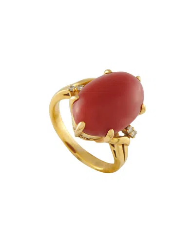 Mikimoto 18k Coral Ring (authentic Pre-loved) In Gold