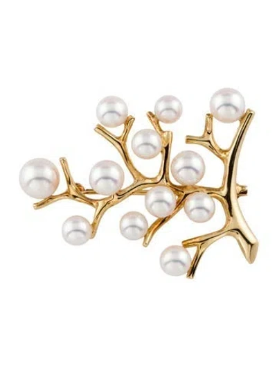 Pre-owned Mikimoto 18k Cultured Akoya Brooch Pin In Multi