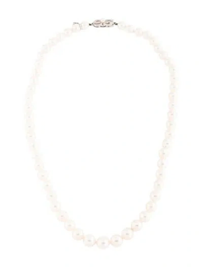 Pre-owned Mikimoto 18k Cultured Akoya Graduated Strand Necklace, 18" In Multicolor