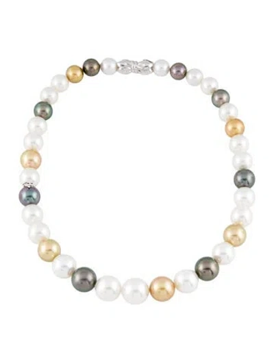 Pre-owned Mikimoto 18k Cultured Pearl Bead Necklace, 17" In Multi