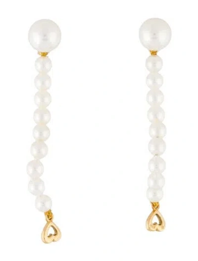 Pre-owned Mikimoto 18k Cultured Pearl Convertible Drop Earrings In Multi