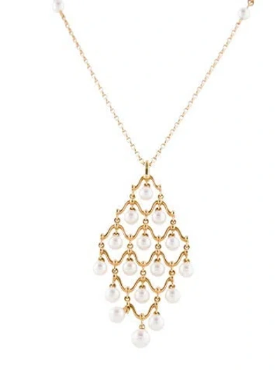 Pre-owned Mikimoto 18k Cultured Pearl Pendant Necklace, 22" In Multi