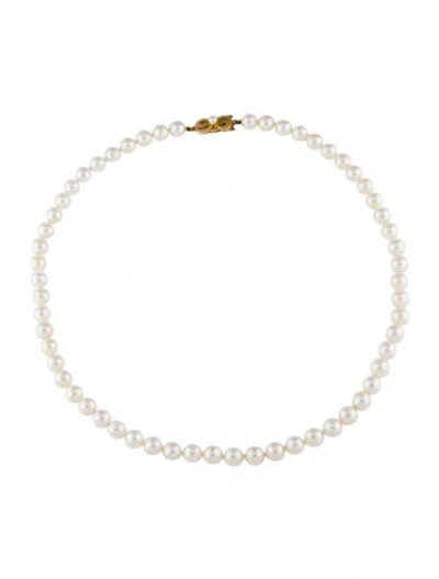 Pre-owned Mikimoto 18k Cultured Pearl Strand Necklace, 18" In Multicolor