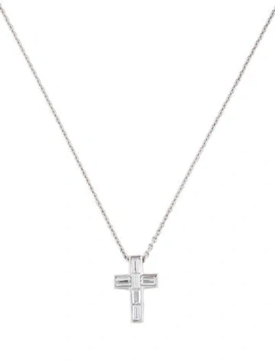 Pre-owned Mikimoto 18k Diamond Cross Pendant Necklace, 16" In Multi