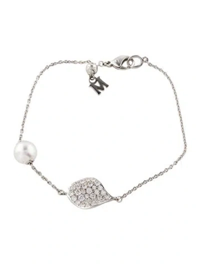 Pre-owned Mikimoto 18k Diamond Les Petales Station Bracelet, 12.75" In Multi