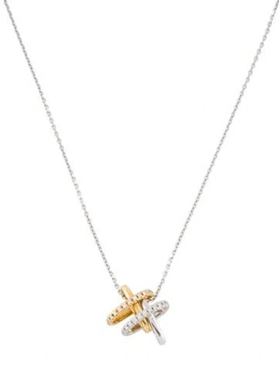 Pre-owned Mikimoto 18k Diamond Pendant Necklace, 18" In Multi