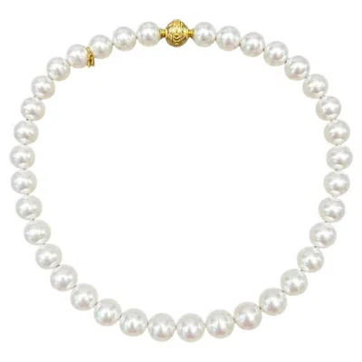 Pre-owned Mikimoto 18k Gold 11-12.7mm White South Sea Pearl 18" Strand Necklace W/ Box