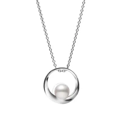 Mikimoto 18k Gold Akoya Cultured Pearl Circle Pendant Necklace - Mpq10151axxw In White