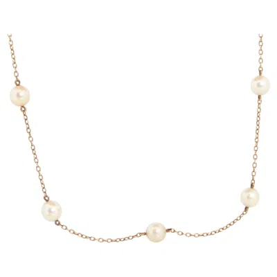 Pre-owned Mikimoto 18k Gold Pearl Station Necklace. 6mm Pearls Necklace In Multi