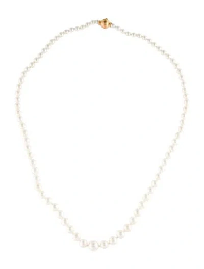 Pre-owned Mikimoto 18k Graduated Pearl Necklace, 20" In Multi