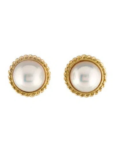 Pre-owned Mikimoto 18k Mabé Pearl Earclip Earrings In Multi
