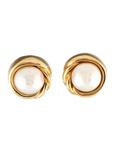 Pre-owned Mikimoto 18k Mabe Pearl Earclip Earrings In Multicolor