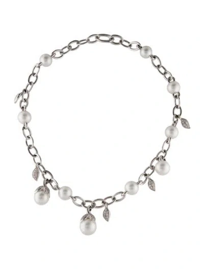 Pre-owned Mikimoto 18k Pearl & 2.35ctw Diamond Necklace, 18" In Multi