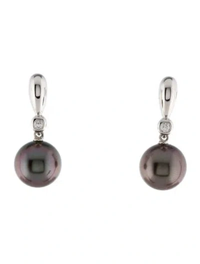 Pre-owned Mikimoto 18k Pearl & Diamond Clip-on Drop Earrings In Multi