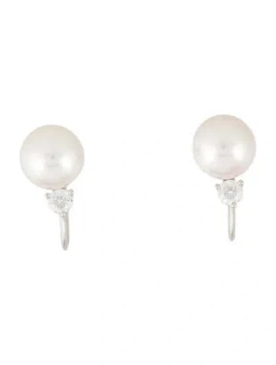 Pre-owned Mikimoto 18k Pearl & Diamond Clip-on Earrings In Multi