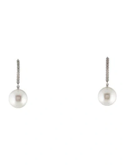 Pre-owned Mikimoto 18k Pearl & Diamond Drop Earrings In Multi