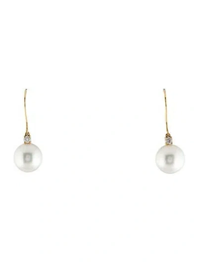 Pre-owned Mikimoto 18k Pearl & Diamond Drop Earrings In Multi