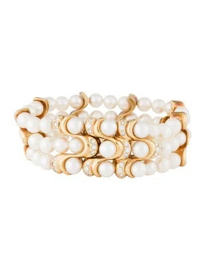 Pre-owned Mikimoto 18k Pearl & Diamond Multistrand Bracelet