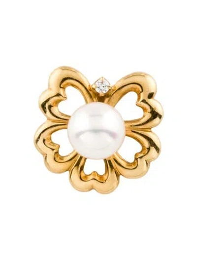 Pre-owned Mikimoto 18k Pearl & Diamond Pendant In Multi