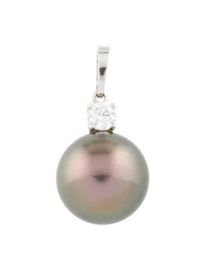 Pre-owned Mikimoto 18k Pearl & Diamond Pendant In Multi