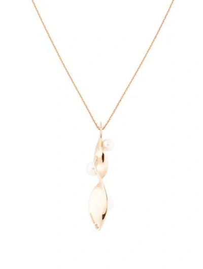 Pre-owned Mikimoto 18k Pearl & Diamond Pendant Necklace, 17" In Multi