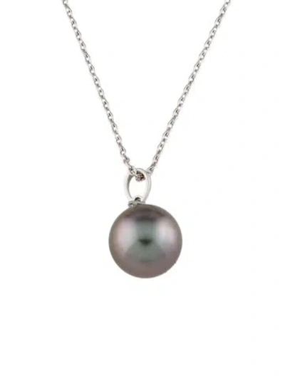Pre-owned Mikimoto 18k Pearl & Diamond Pendant Necklace, 18" In Multicolor