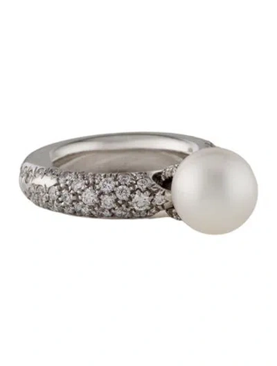 Pre-owned Mikimoto 18k Pearl & Diamond Ring In Multi