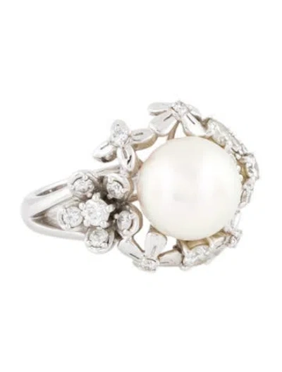 Pre-owned Mikimoto 18k Pearl & Diamond Ring In Multicolor