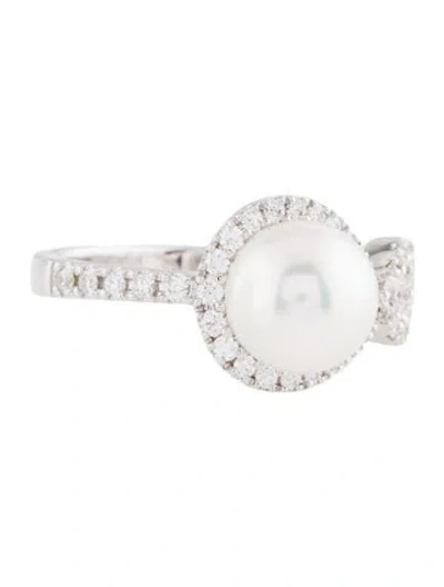Pre-owned Mikimoto 18k Pearl & Diamond Ruyi Collection Cocktail Ring In Multi