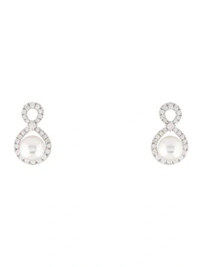 Pre-owned Mikimoto 18k Pearl & Diamond Ruyi Drop Earrings In Multicolor