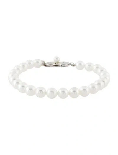 Pre-owned Mikimoto 18k Pearl Bead Bracelet, 6.5" In Multicolor