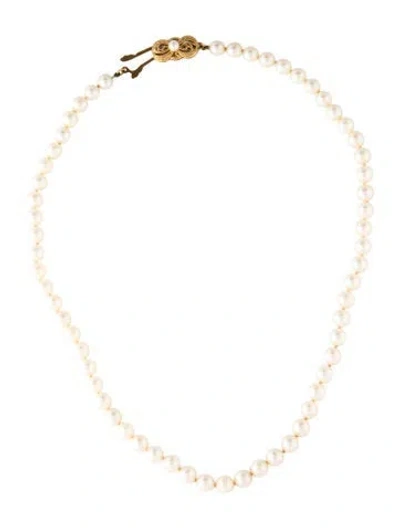 Pre-owned Mikimoto 18k Pearl Bead Strand Necklace, 16" In Multicolor