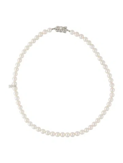 Pre-owned Mikimoto 18k Pearl Bead Strand Necklace, 17" In Multi