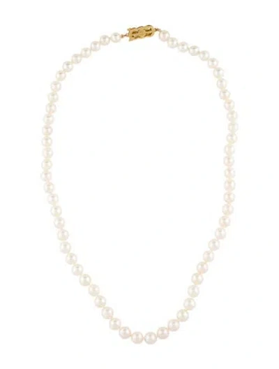 Pre-owned Mikimoto 18k Pearl Bead Strand Necklace, 19" In Multi