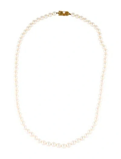 Pre-owned Mikimoto 18k Pearl Bead Strand Necklace, 22.5" In Multi