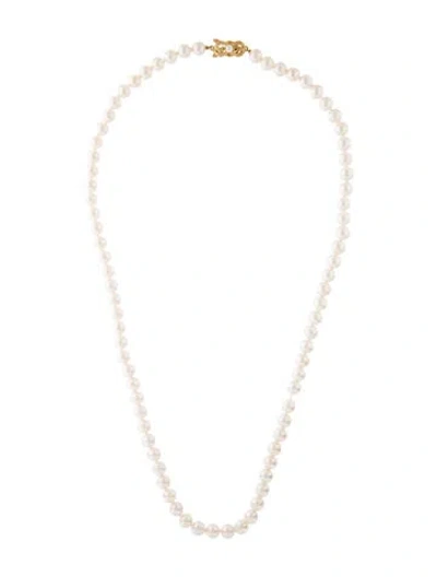 Pre-owned Mikimoto 18k Pearl Bead Strand Necklace, 24" In Neutral